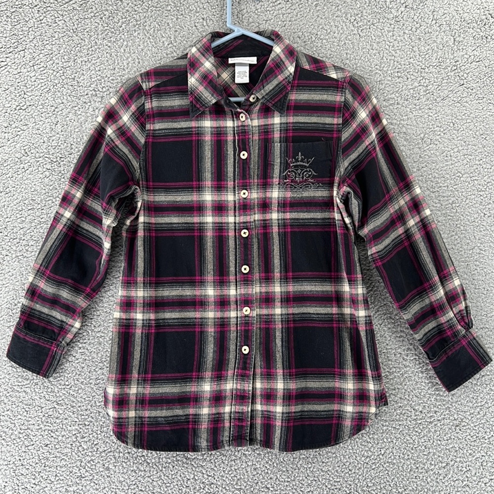 Soft Surroundings Flat Flannel Fleece Long Sleeve Shirt Elbow Patches Womens PXS